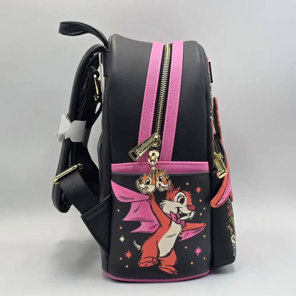 Loungefly Disney Chip & Dale Bat Pumpkin Halloween Floral Mini Backpack New